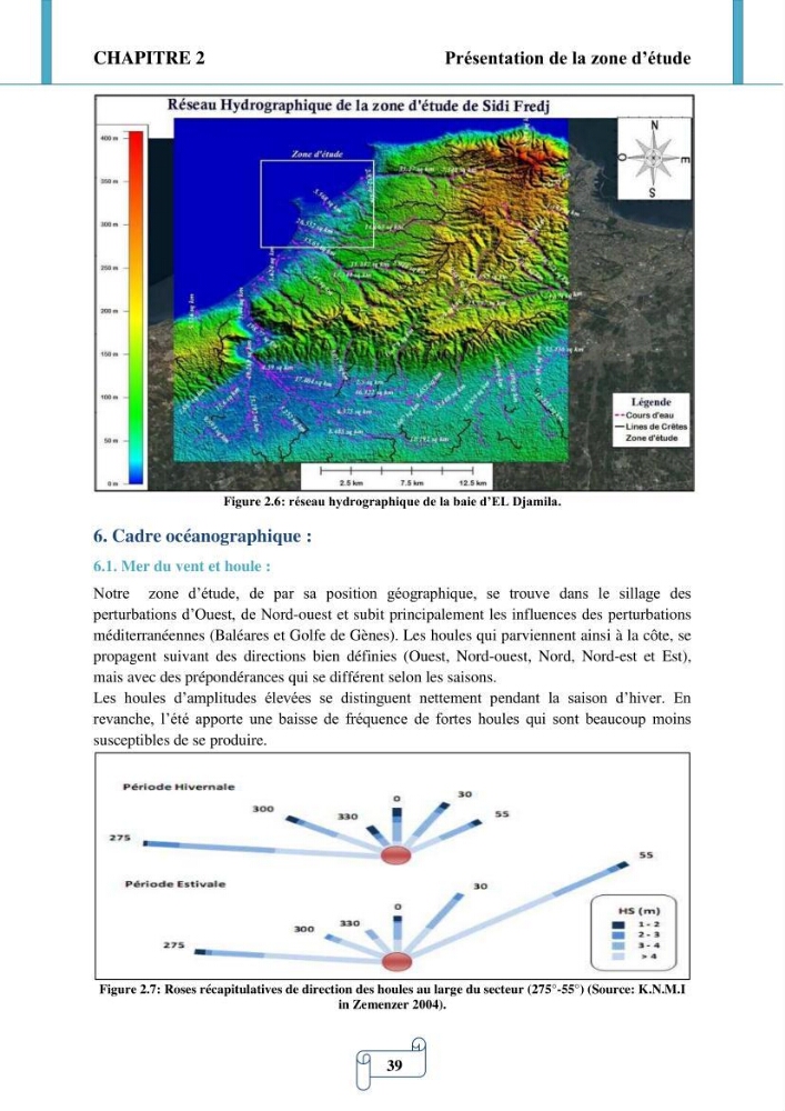 Modélisation numérique de la morphodynamique d\'une côte sableuse soumise à l\'effet des vagues et des houles cas : Plge de Sidi Fredj