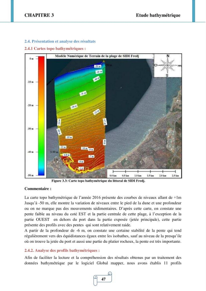 Modélisation numérique de la morphodynamique d\'une côte sableuse soumise à l\'effet des vagues et des houles cas : Plge de Sidi Fredj