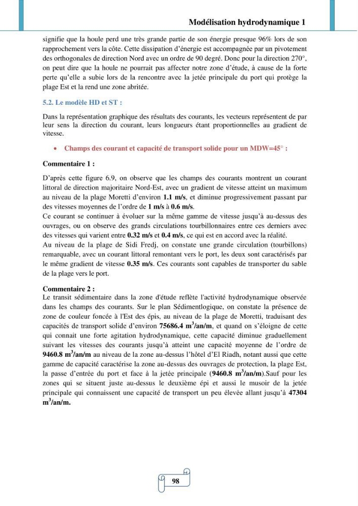Modélisation numérique de la morphodynamique d\'une côte sableuse soumise à l\'effet des vagues et des houles cas : Plge de Sidi Fredj