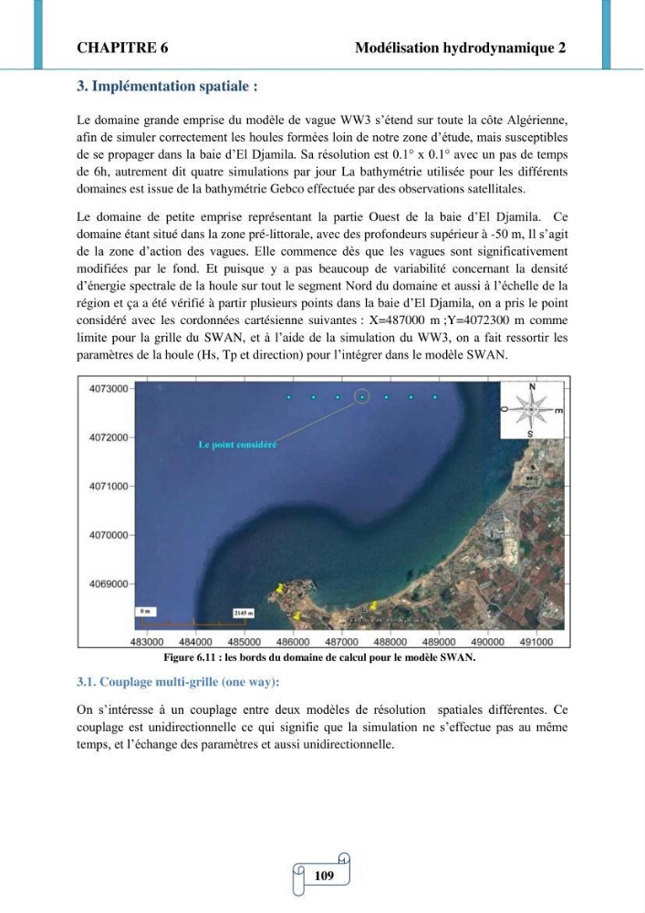 Modélisation numérique de la morphodynamique d\'une côte sableuse soumise à l\'effet des vagues et des houles cas : Plge de Sidi Fredj