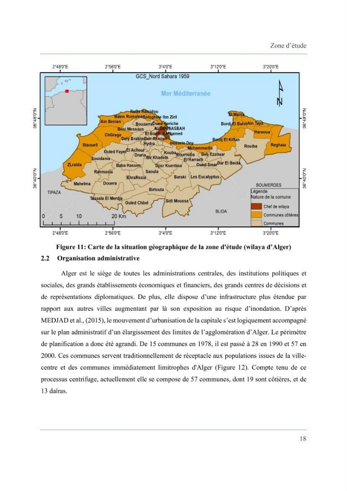 Contribution à l’étude des inondations dans une zone côtière wilaya d’Alger