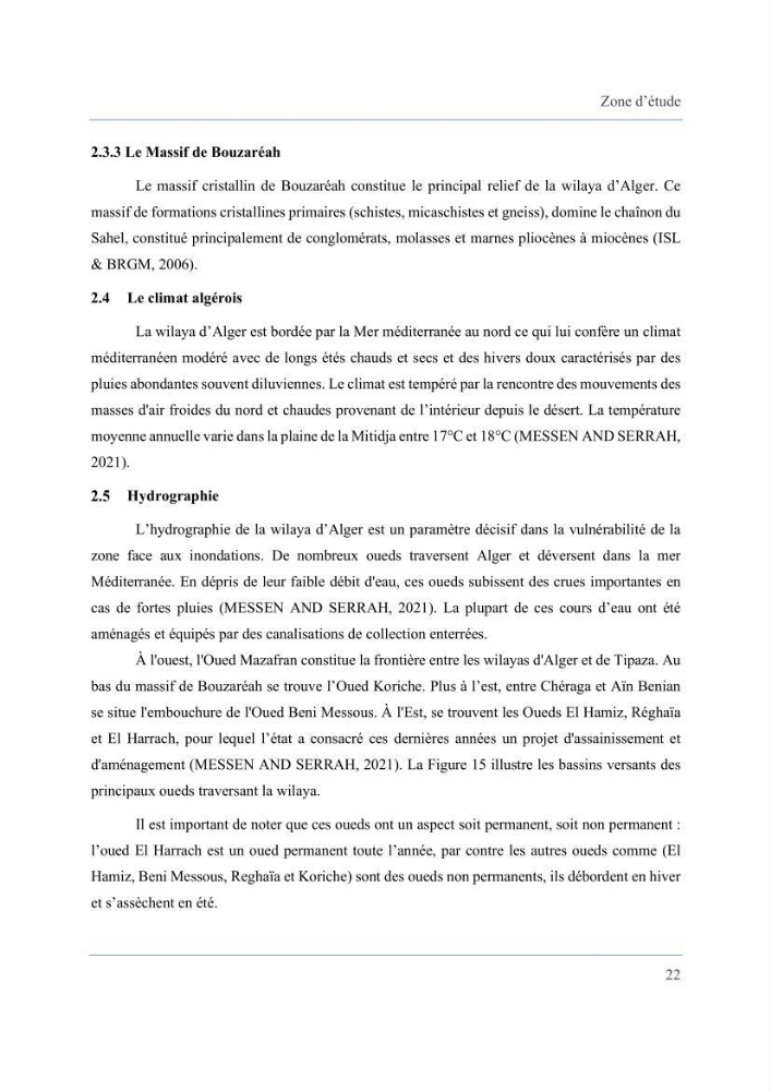 Contribution à l’étude des inondations dans une zone côtière wilaya d’Alger