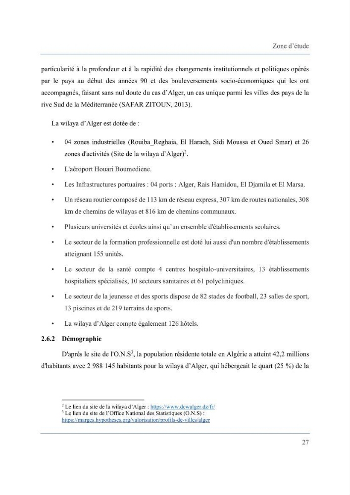 Contribution à l’étude des inondations dans une zone côtière wilaya d’Alger