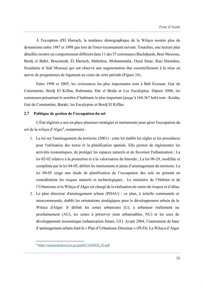 Contribution à l’étude des inondations dans une zone côtière wilaya d’Alger