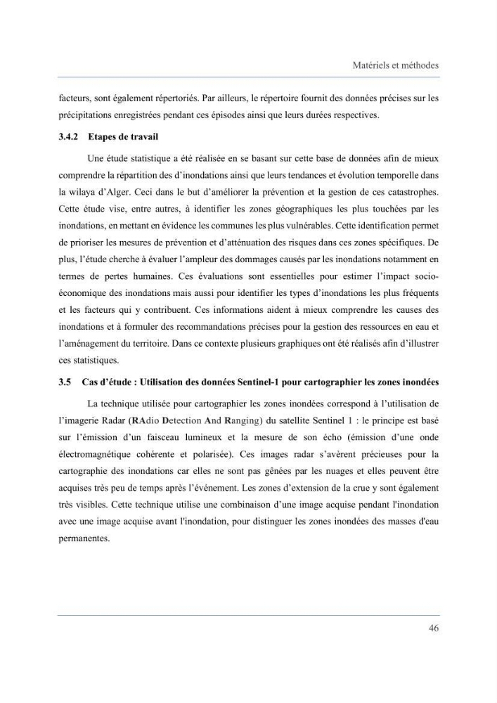 Contribution à l’étude des inondations dans une zone côtière wilaya d’Alger