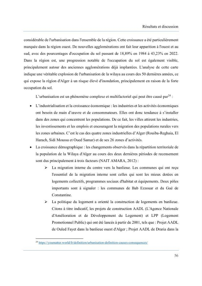 Contribution à l’étude des inondations dans une zone côtière wilaya d’Alger