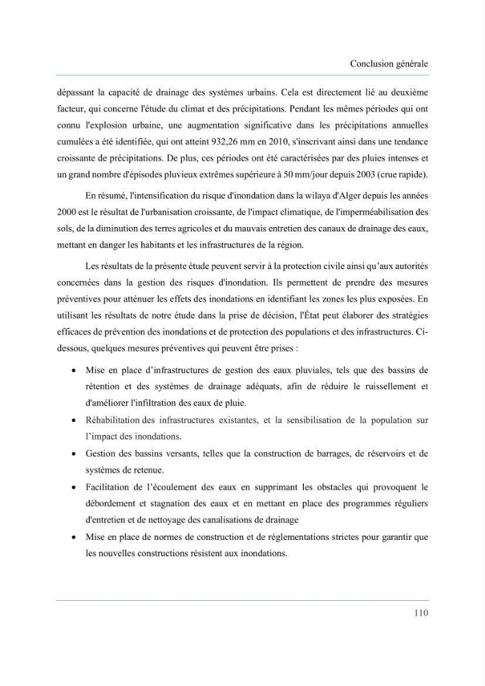 Contribution à l’étude des inondations dans une zone côtière wilaya d’Alger