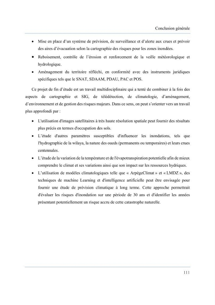 Contribution à l’étude des inondations dans une zone côtière wilaya d’Alger