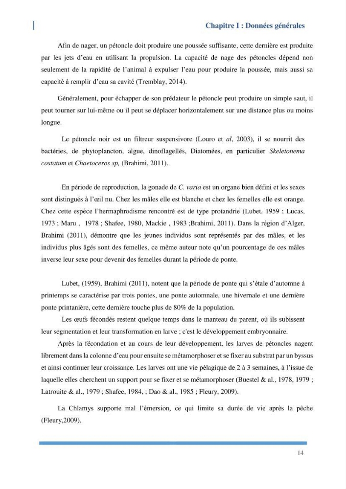 Etude de l’écologie et des Potentialités Aquacoles d’un Mollusque Bivalve Chlamys varia (Linnaeus, 1758) dans la baie de Bou Ismail: