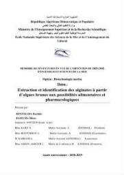 Extraction et identification des alginates à partir d’algues brunes aux possibilités alimentaires et pharmacologiques: