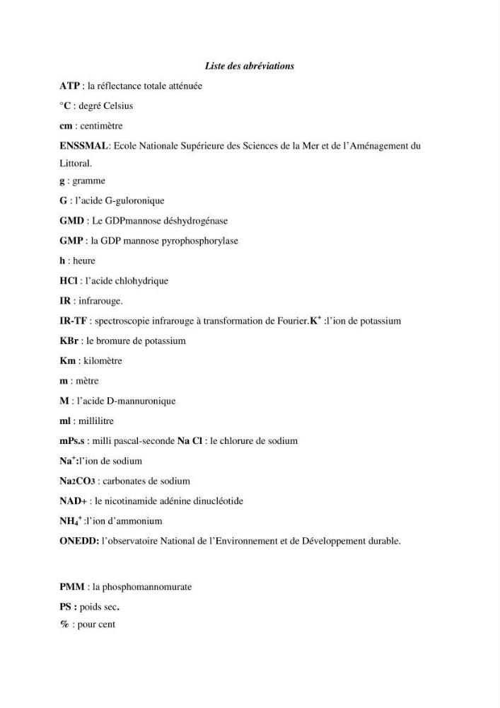 Extraction et identification des alginates à partir d’algues brunes aux possibilités alimentaires et pharmacologiques: