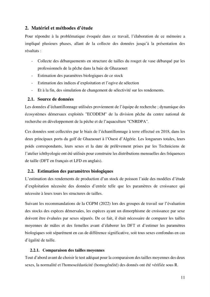 Effet du changement de la sélectivité sur le rendement de la production du rouget de vase Mullus barbatus Linenaeus, 1758 (Actinopteri, Mullidae) dans la baie de Ghazaouet