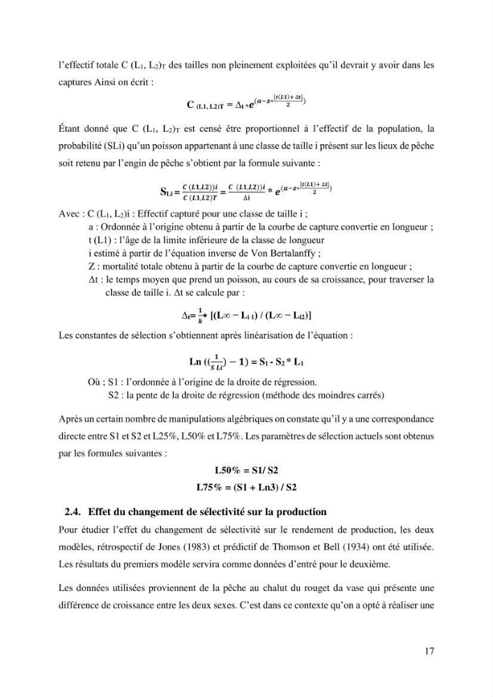 Effet du changement de la sélectivité sur le rendement de la production du rouget de vase Mullus barbatus Linenaeus, 1758 (Actinopteri, Mullidae) dans la baie de Ghazaouet