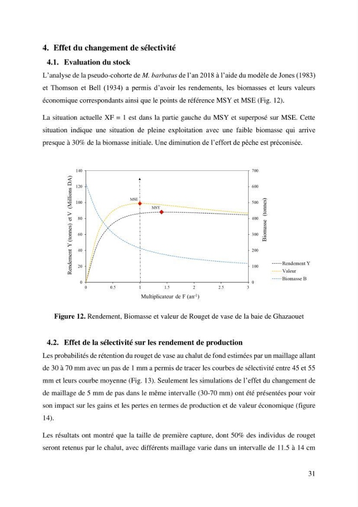 Effet du changement de la sélectivité sur le rendement de la production du rouget de vase Mullus barbatus Linenaeus, 1758 (Actinopteri, Mullidae) dans la baie de Ghazaouet