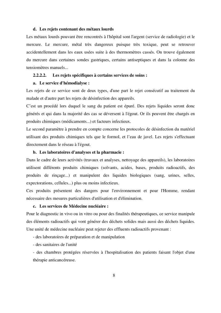 Evaluation des risques sanitaires liés aux déversements des effuents hospitaliers en mer