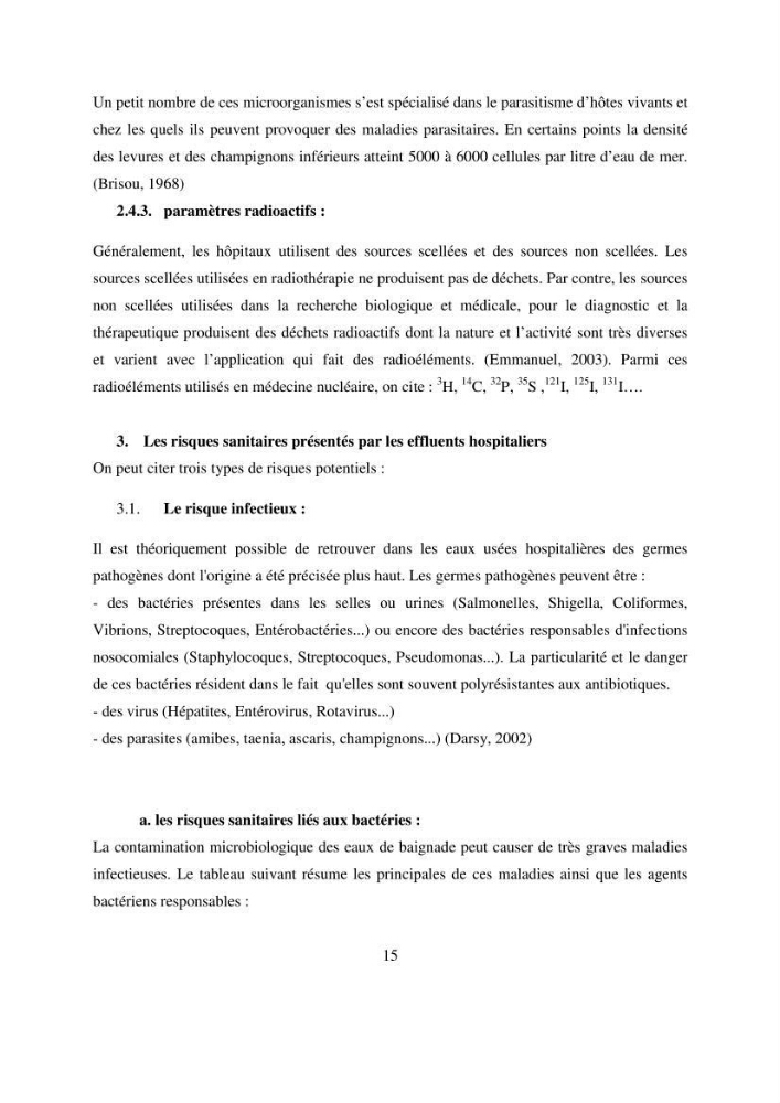 Evaluation des risques sanitaires liés aux déversements des effuents hospitaliers en mer
