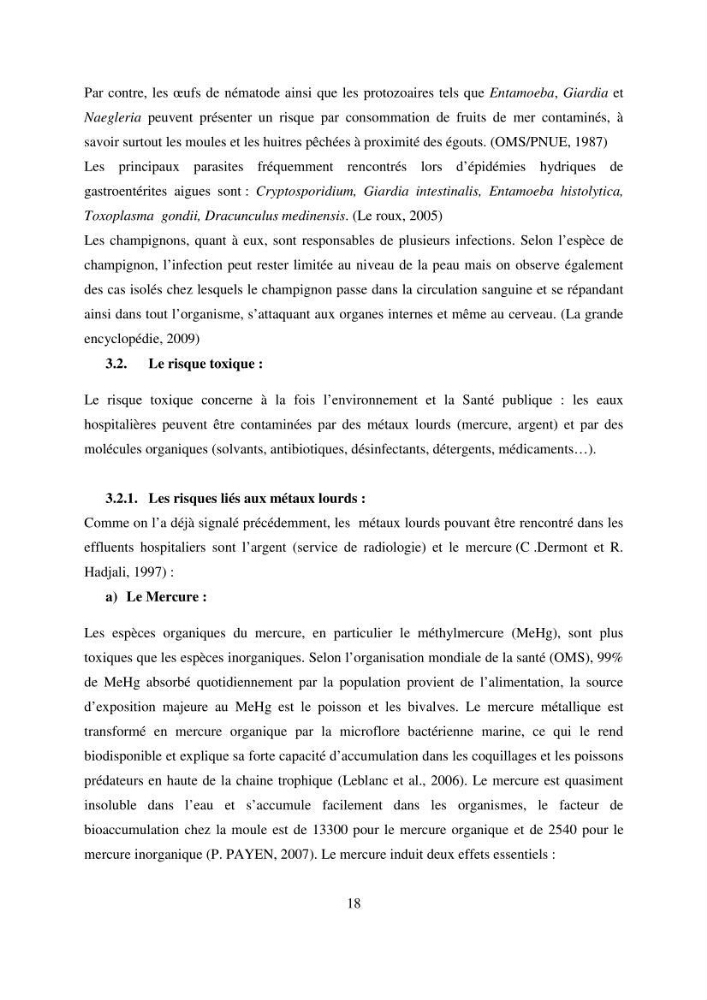 Evaluation des risques sanitaires liés aux déversements des effuents hospitaliers en mer