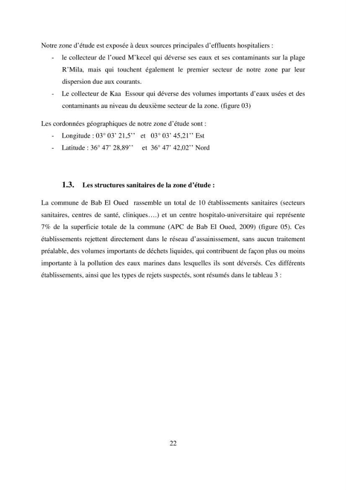 Evaluation des risques sanitaires liés aux déversements des effuents hospitaliers en mer