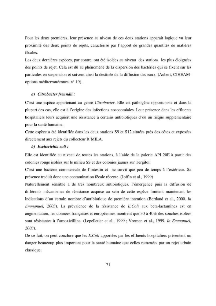 Evaluation des risques sanitaires liés aux déversements des effuents hospitaliers en mer