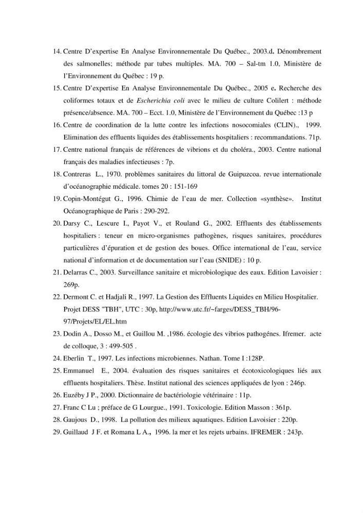 Evaluation des risques sanitaires liés aux déversements des effuents hospitaliers en mer