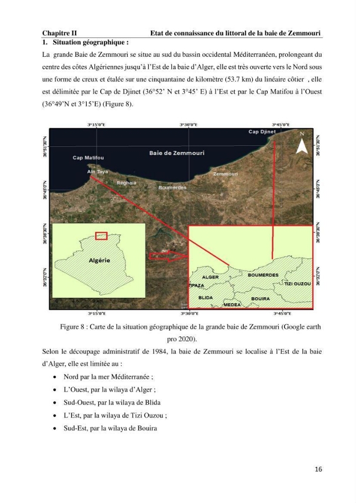 Evaluation des impacts des changements climatiques et des activités anthropiques sur le littoral de la baie de Zemmouri :Vulnérabilité et adaptation