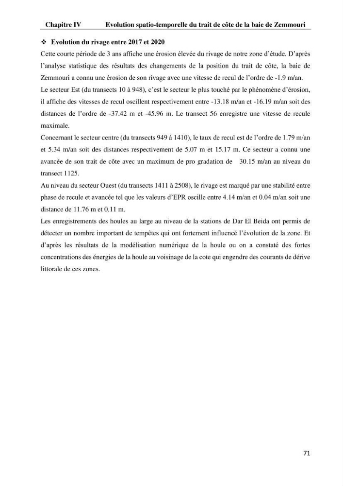 Evaluation des impacts des changements climatiques et des activités anthropiques sur le littoral de la baie de Zemmouri :Vulnérabilité et adaptation