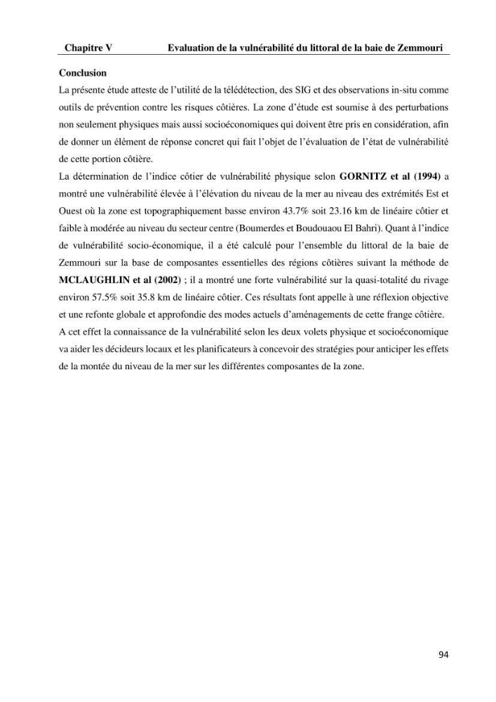 Evaluation des impacts des changements climatiques et des activités anthropiques sur le littoral de la baie de Zemmouri :Vulnérabilité et adaptation