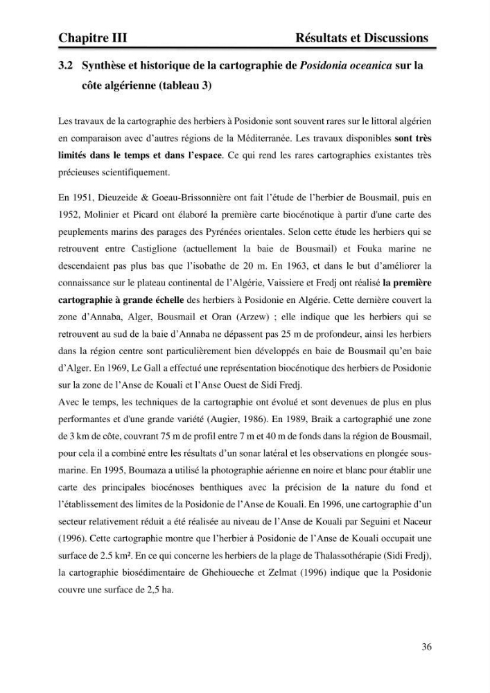 Distribution des herbiers et des espèces associées aux herbiers à Posidonia oceanica de la côte algérienne