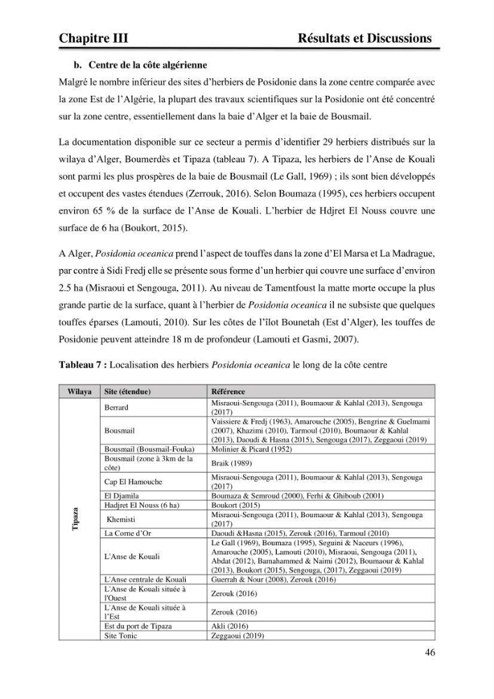 Distribution des herbiers et des espèces associées aux herbiers à Posidonia oceanica de la côte algérienne