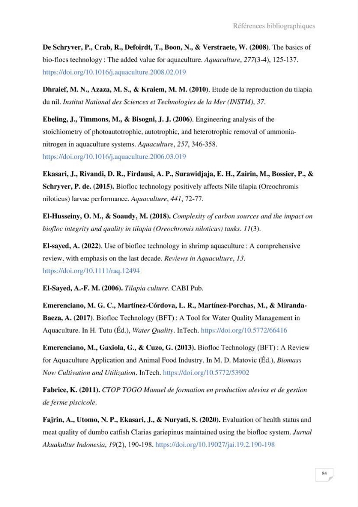 Elevage du Tilapia en système Biofloc effets de différentes sources de carbone sur les paramètres du milieu et les performances zootechniques