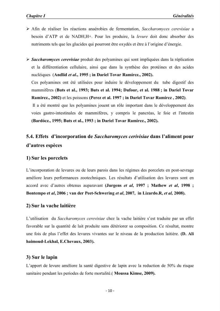 Effet de la levure Saccharomyces cerevisiae incorporée dans l\'aliment sur la croissance des larves de Tilapia nilotica: