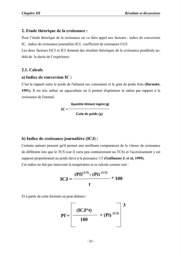 Effet de la levure Saccharomyces cerevisiae incorporée dans l\'aliment sur la croissance des larves de Tilapia nilotica: