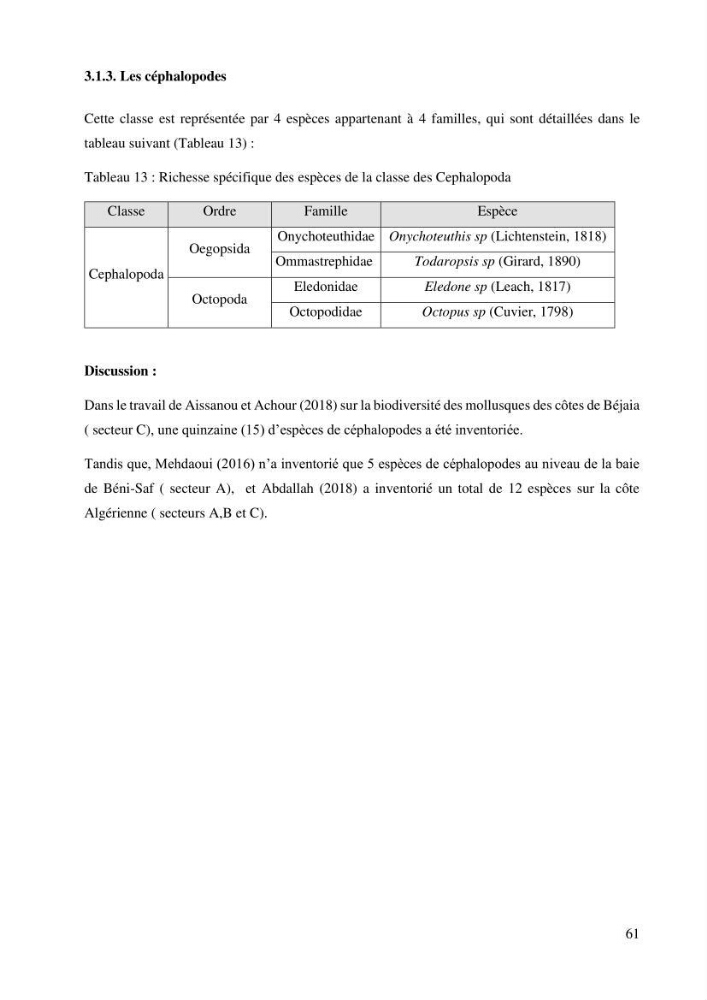 Inventaire et Systématique de quelques Invertébrés et VertébrésMarins de la côte Algérienne
