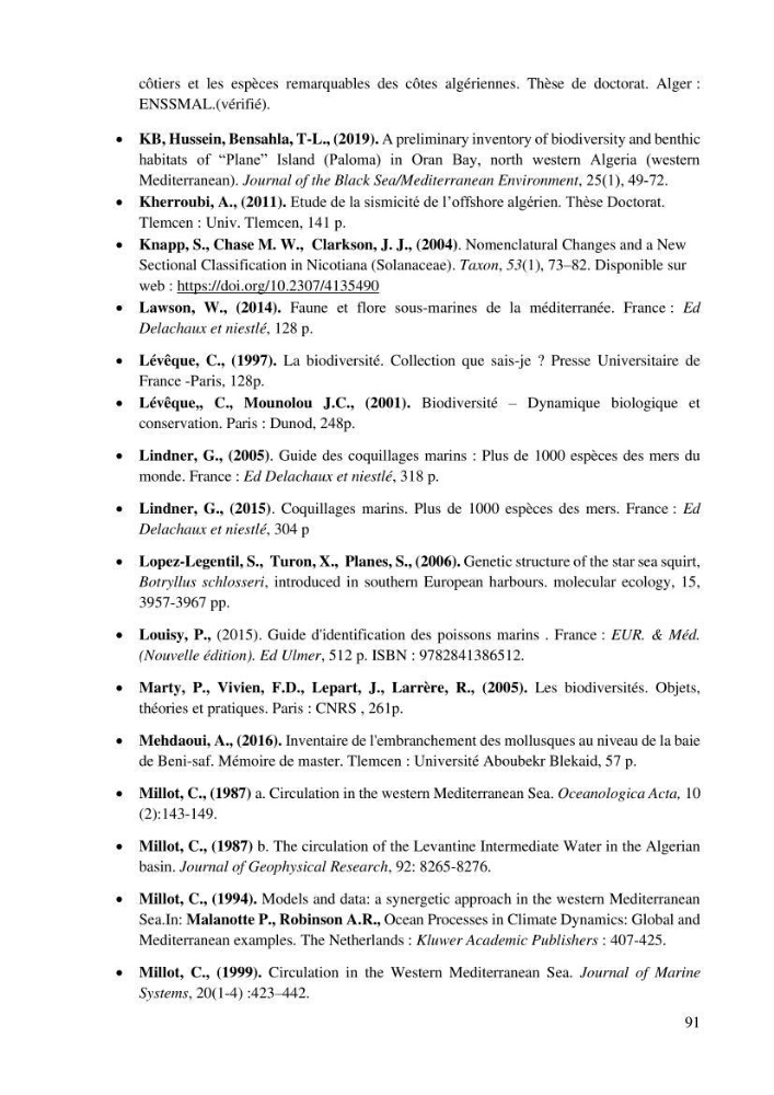 Inventaire et Systématique de quelques Invertébrés et VertébrésMarins de la côte Algérienne