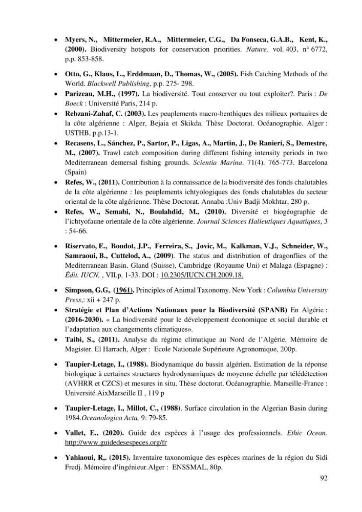 Inventaire et Systématique de quelques Invertébrés et VertébrésMarins de la côte Algérienne