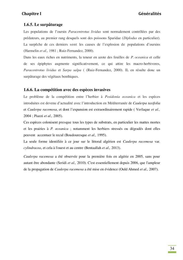 Contribution à l\'étude des paramètres vitaux de l\'herbier à posidonie ( Posidonia oceanica) en relation avec la pollution chimique