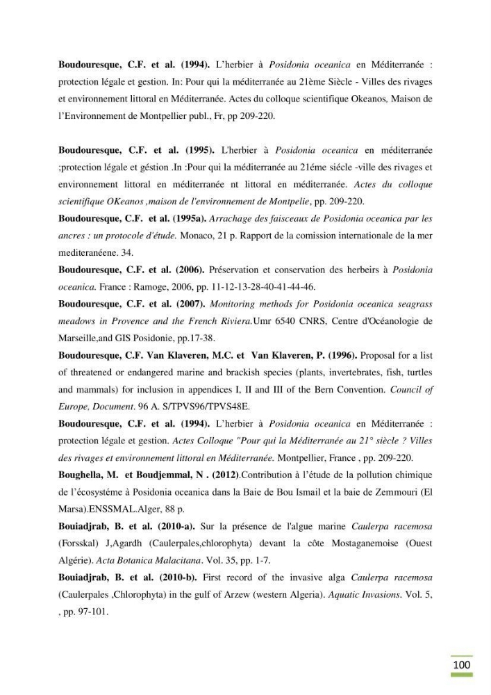 Contribution à l\'étude des paramètres vitaux de l\'herbier à posidonie ( Posidonia oceanica) en relation avec la pollution chimique