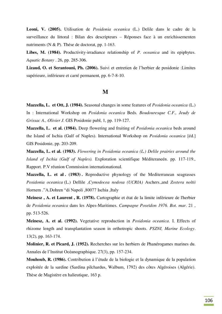 Contribution à l\'étude des paramètres vitaux de l\'herbier à posidonie ( Posidonia oceanica) en relation avec la pollution chimique