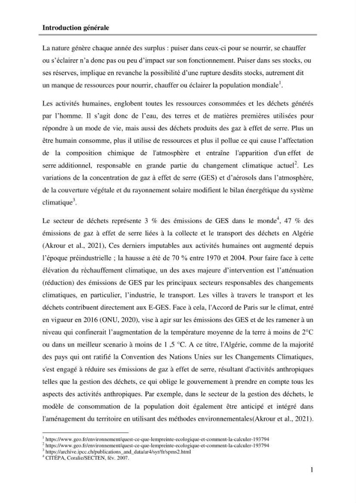L\'Empreinte carbone des déchets ménagers et assimilés, relative au transport et la collecte dans les communes côtières de la wilaya d\'Alger