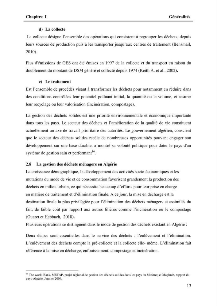 L\'Empreinte carbone des déchets ménagers et assimilés, relative au transport et la collecte dans les communes côtières de la wilaya d\'Alger