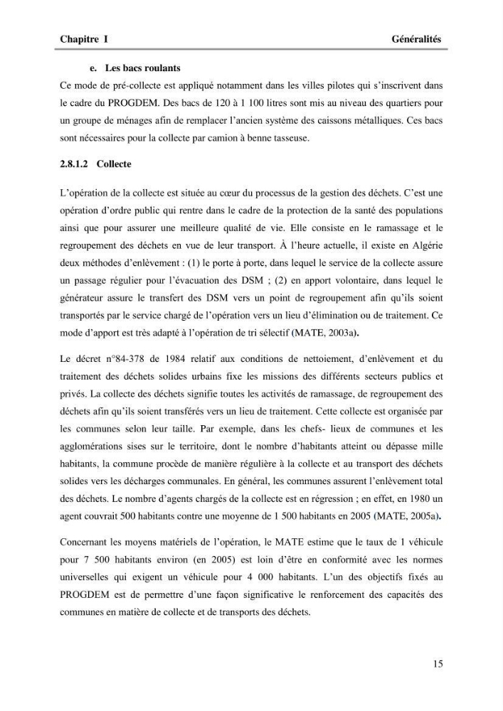 L\'Empreinte carbone des déchets ménagers et assimilés, relative au transport et la collecte dans les communes côtières de la wilaya d\'Alger