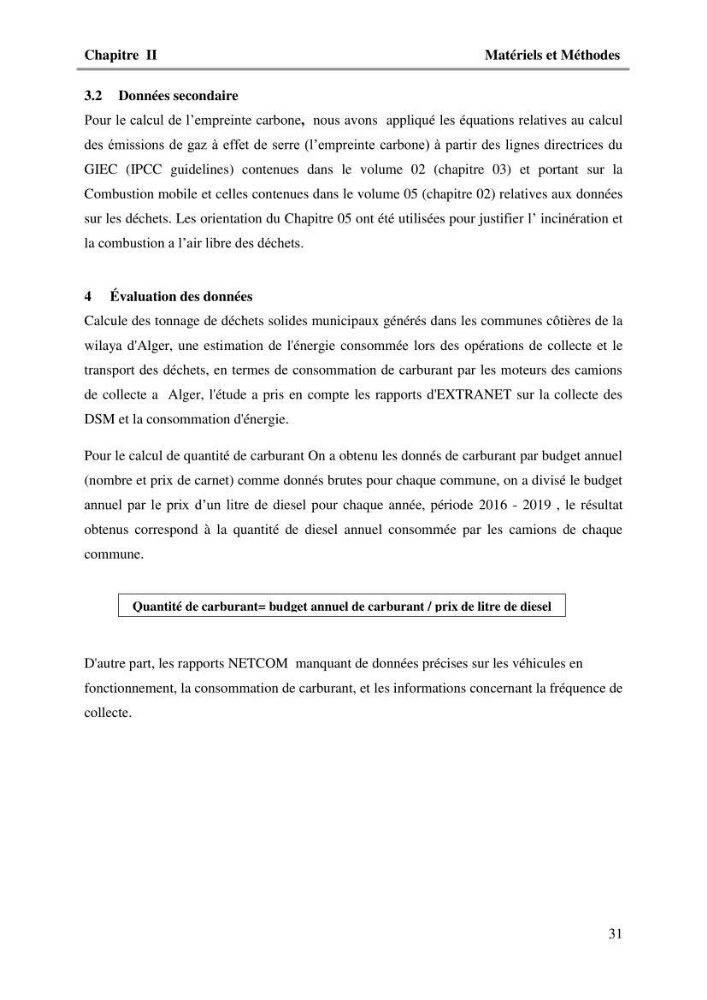 L\'Empreinte carbone des déchets ménagers et assimilés, relative au transport et la collecte dans les communes côtières de la wilaya d\'Alger