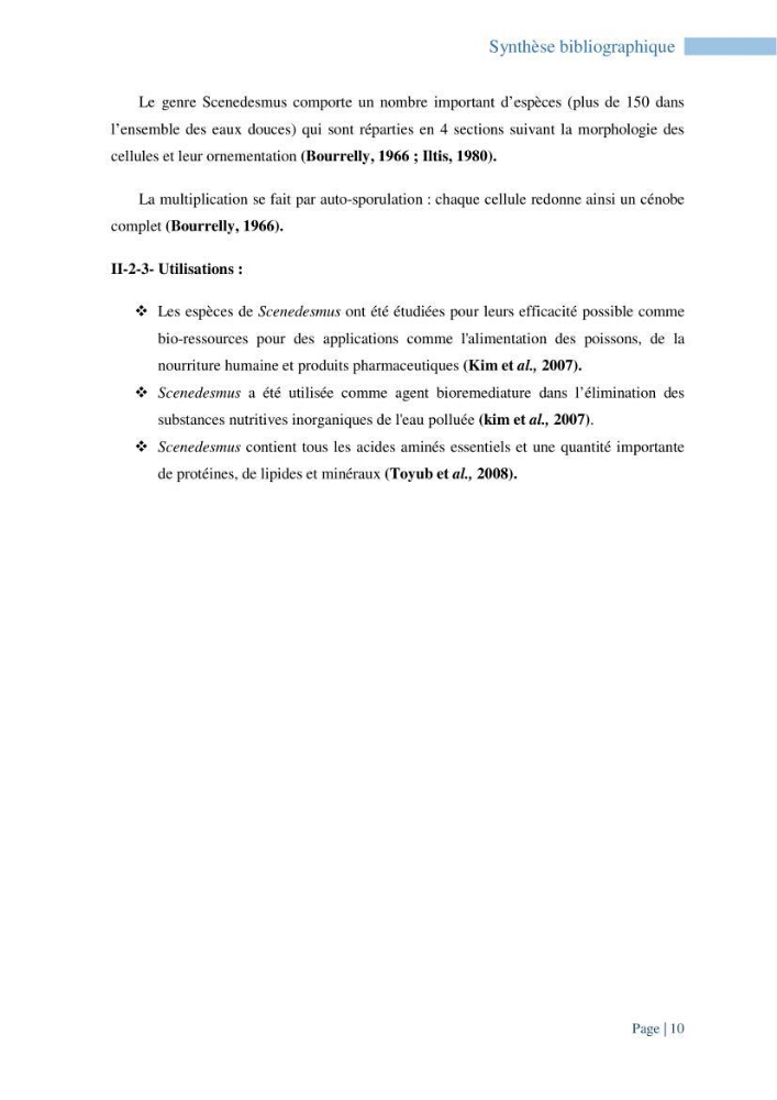 Contribution à la culture des espèces de microalgues d\'eau douce à intérêt aquacole