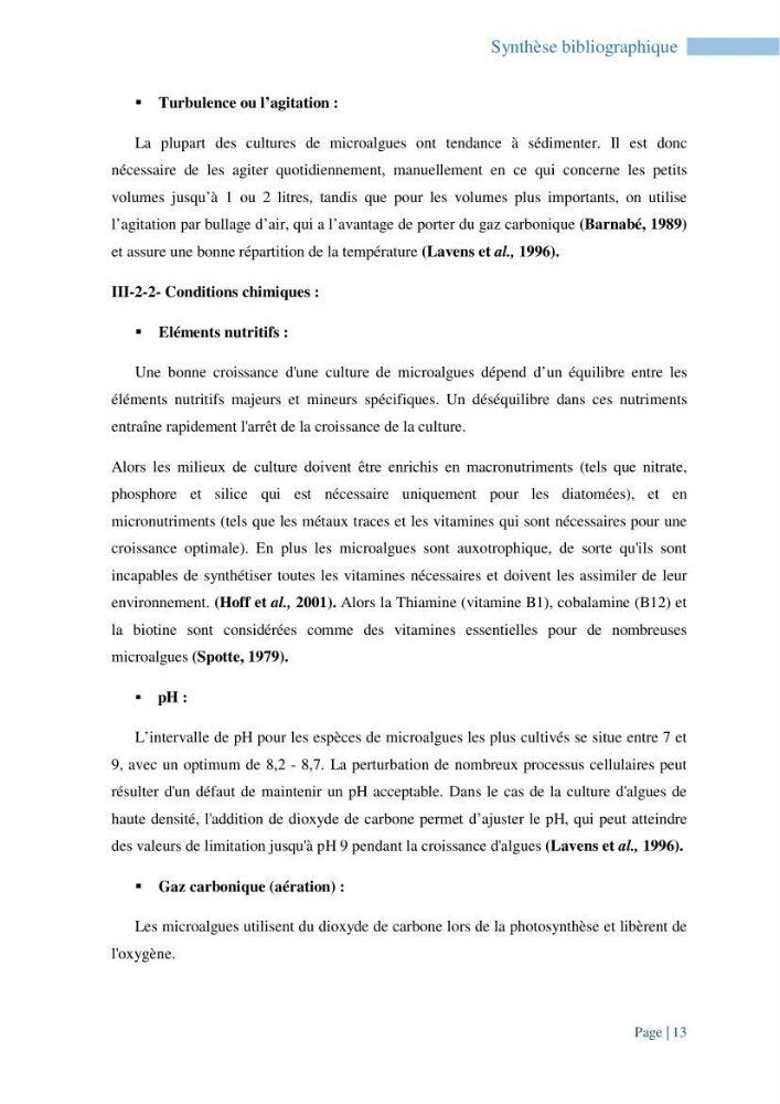 Contribution à la culture des espèces de microalgues d\'eau douce à intérêt aquacole