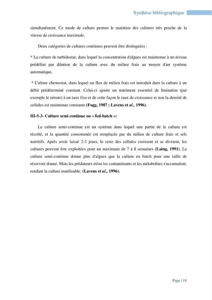 Contribution à la culture des espèces de microalgues d\'eau douce à intérêt aquacole