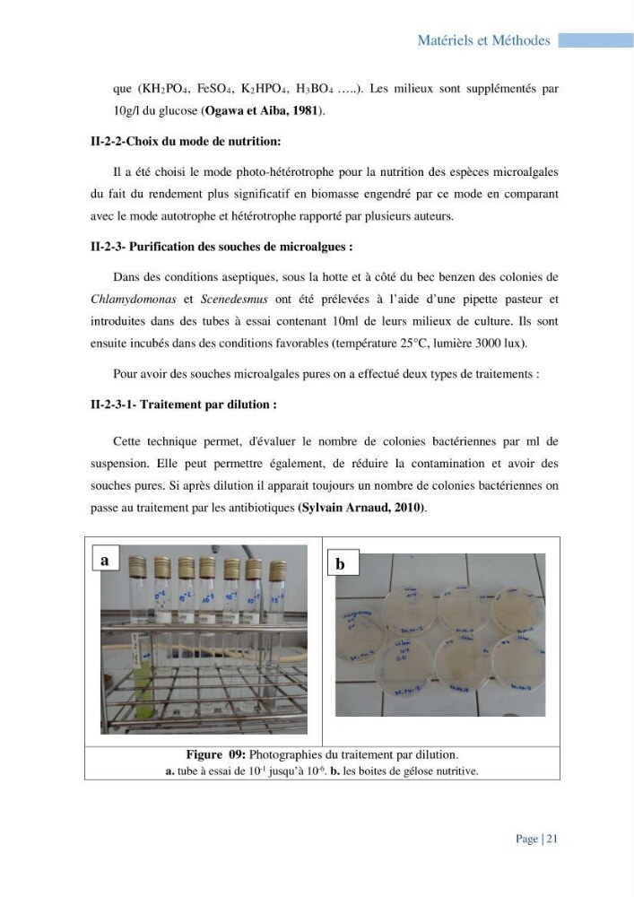 Contribution à la culture des espèces de microalgues d\'eau douce à intérêt aquacole