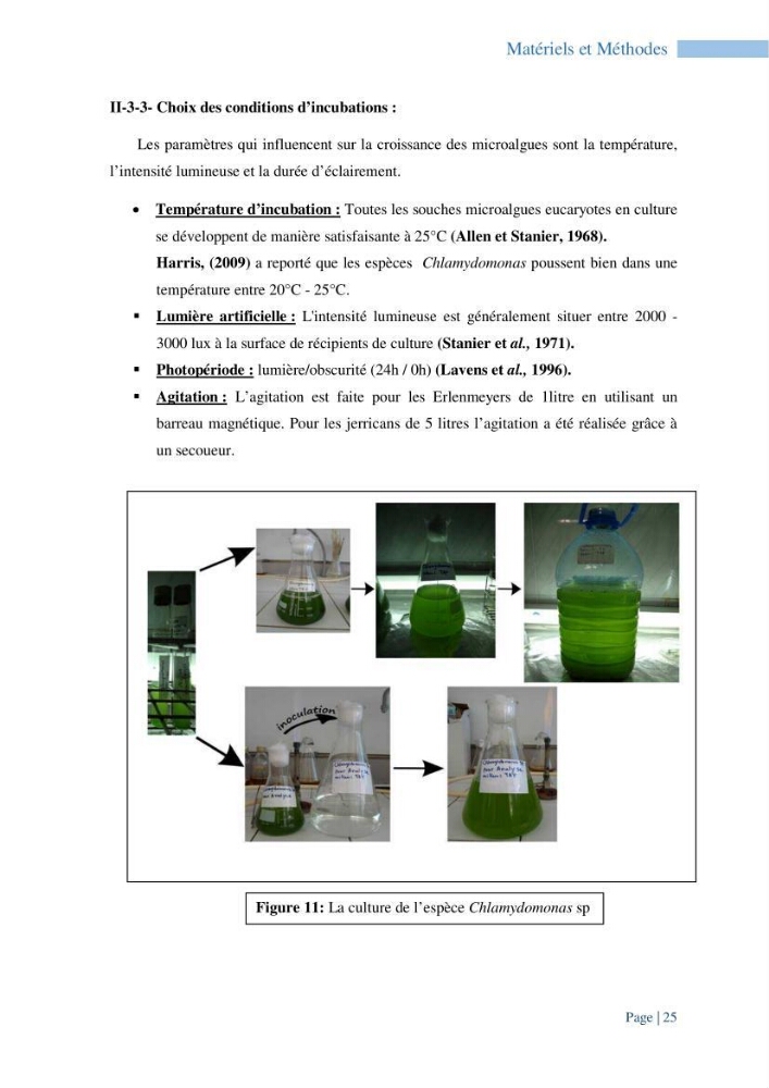 Contribution à la culture des espèces de microalgues d\'eau douce à intérêt aquacole