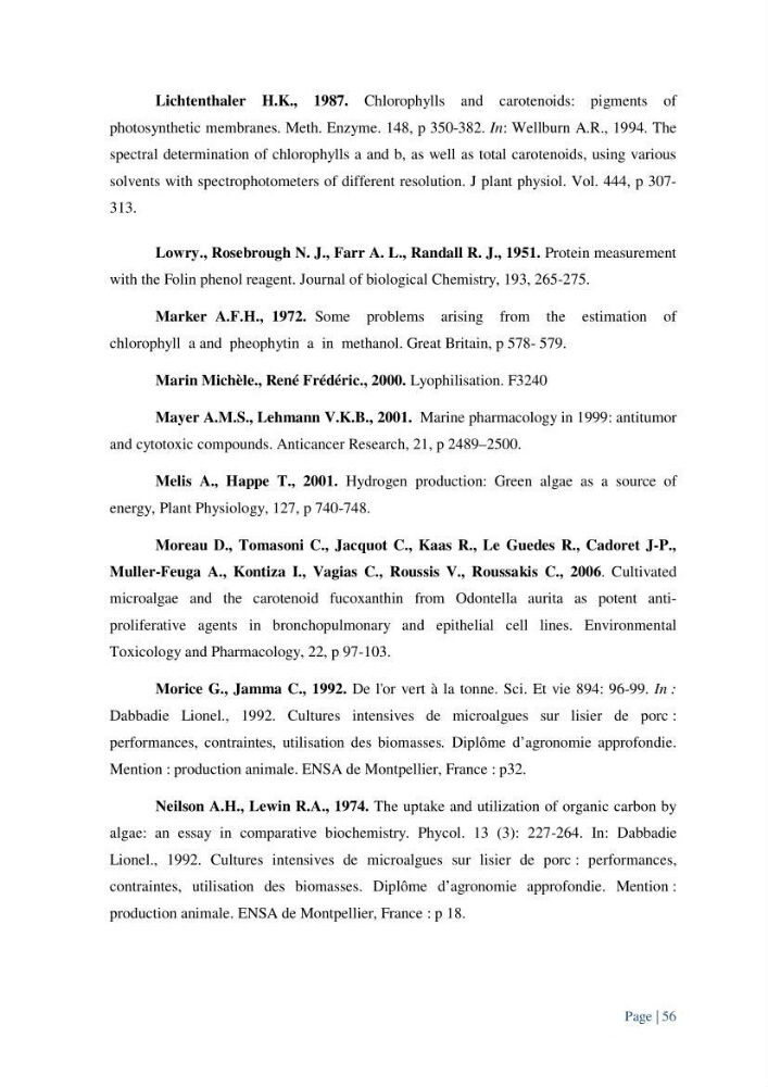 Contribution à la culture des espèces de microalgues d\'eau douce à intérêt aquacole