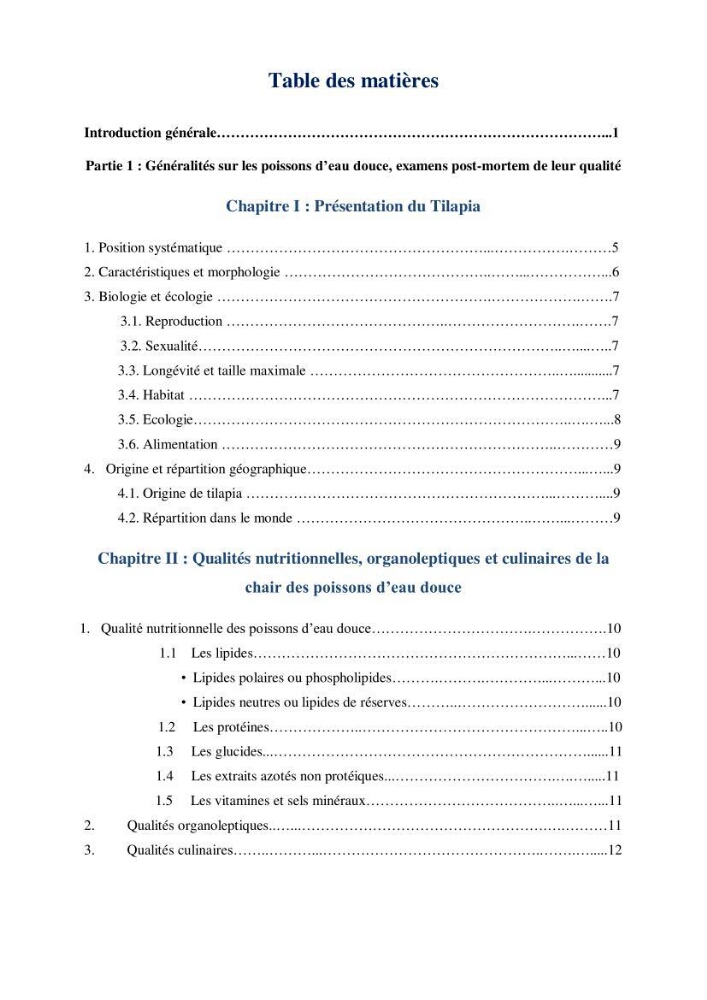 Suivi de l’évaluation de la qualité de fraicheur des poissons d’eau douce et leur valorisation par des procédés traditionnels