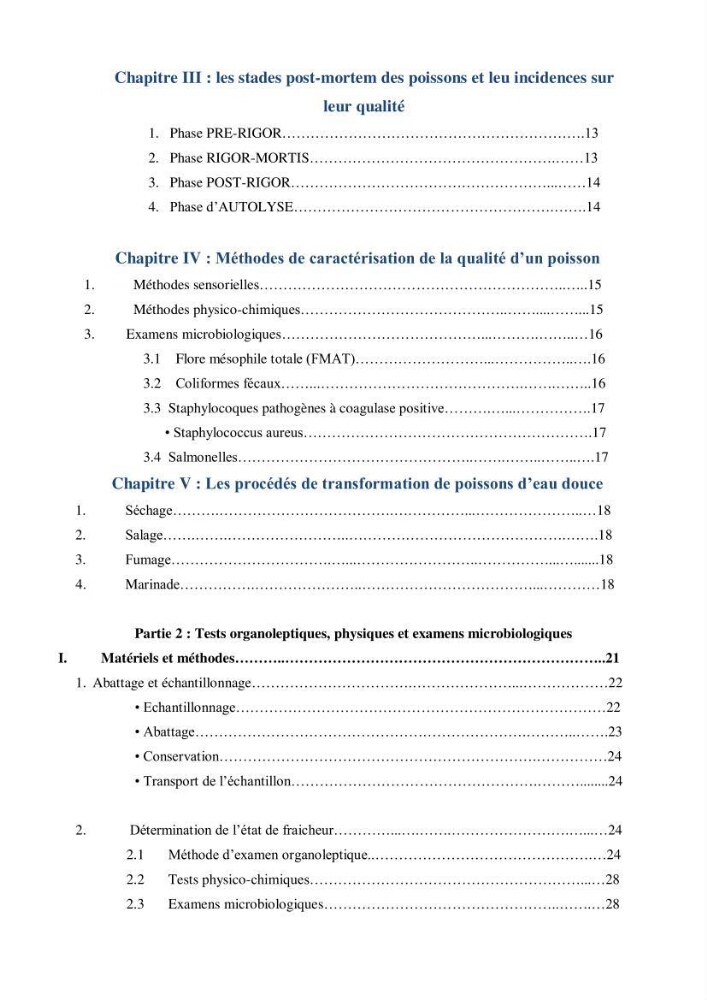 Suivi de l’évaluation de la qualité de fraicheur des poissons d’eau douce et leur valorisation par des procédés traditionnels